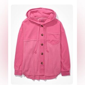 american eagle big hug hooded shacket